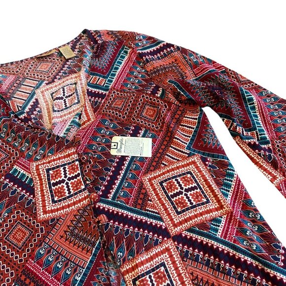 Wrangler Maxi Length Tribal Print Duster Sweater Patchwork Size Medium Women NWT - Picture 5 of 11
